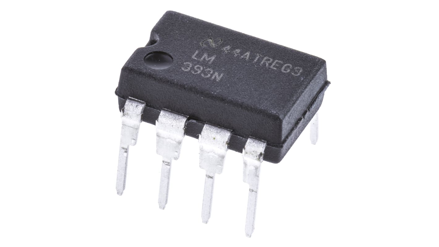 LM393N/NOPB Texas Instruments, Dual Comparator, Open Collector O/P, 1.3μs 3 to 28 V 8-Pin MDIP