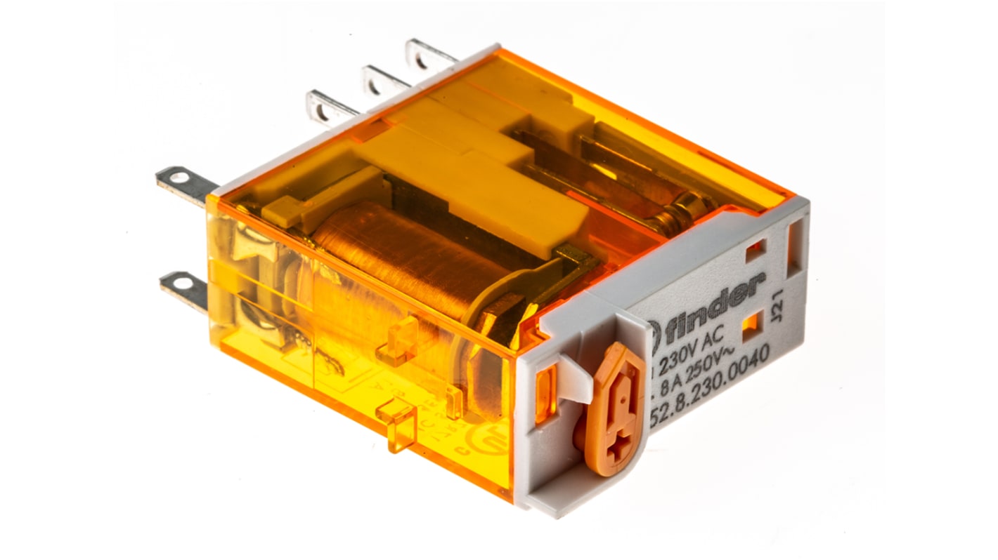 Finder Plug In Relay, 230V ac Coil, 8A Switching Current, DPDT