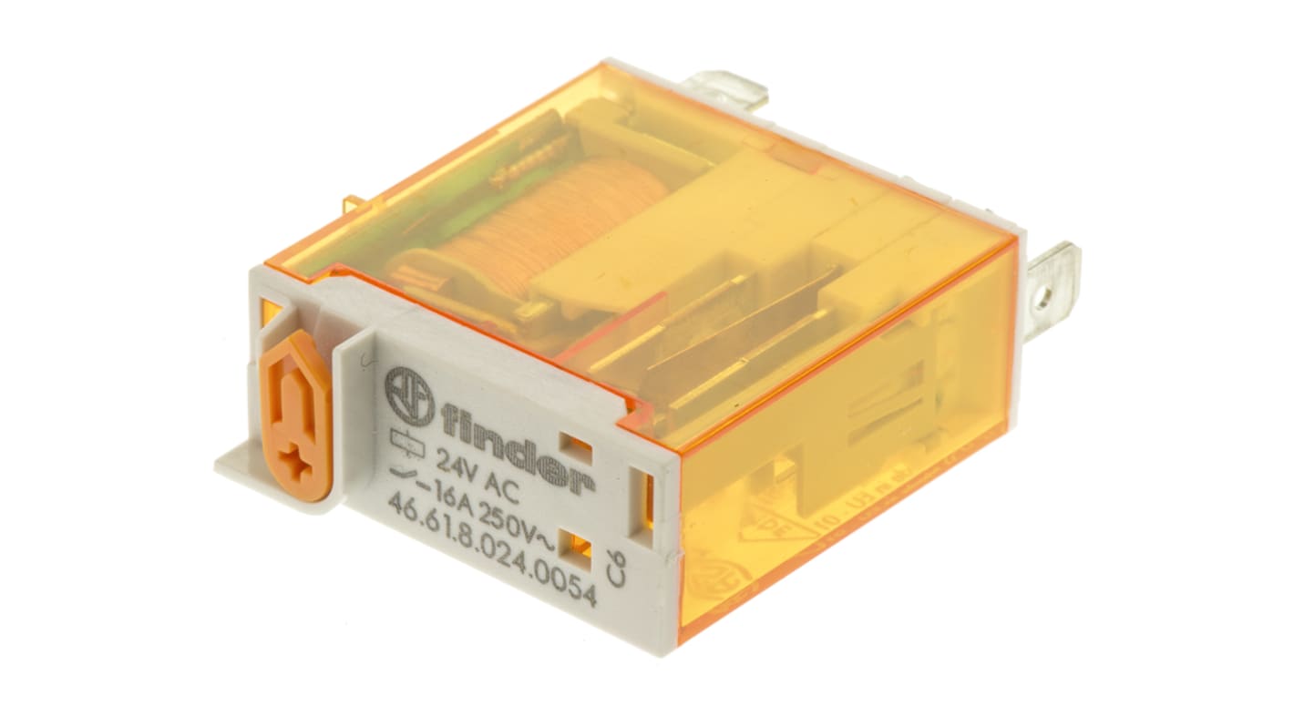 Finder PCB Mount Power Relay, 24V ac Coil, 16A Switching Current, SPDT