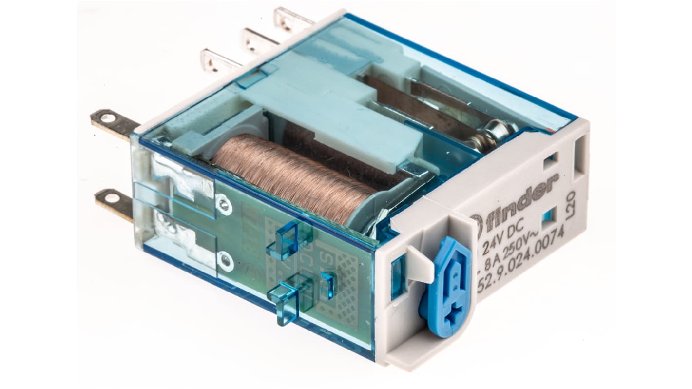 Finder Plug In Relay, 24V dc Coil, 8A Switching Current, DPDT