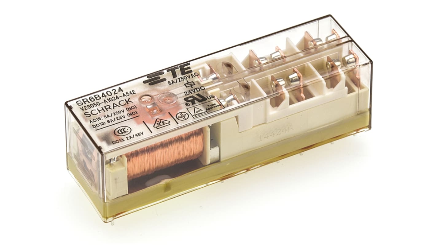 TE Connectivity Monostabiles Relais Printrelais V23050-A1024-A542 1393260-7, 24Vdc Spule, 4PNO, DPST