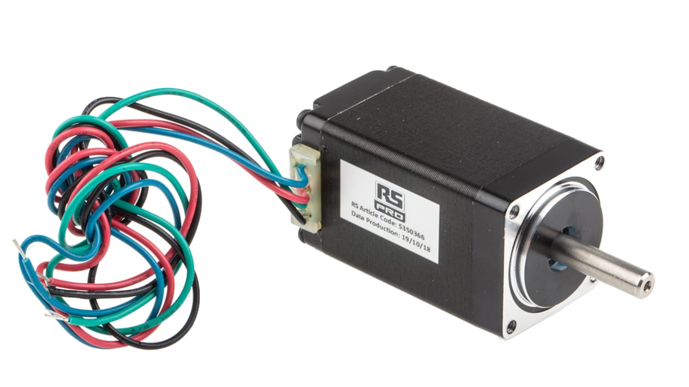 RS PRO Hybrid, Permanent Magnet Stepper Motor, 0.12Nm Torque, 6.2 V, 1.8°, 28 x 28mm Frame, 5mm Shaft