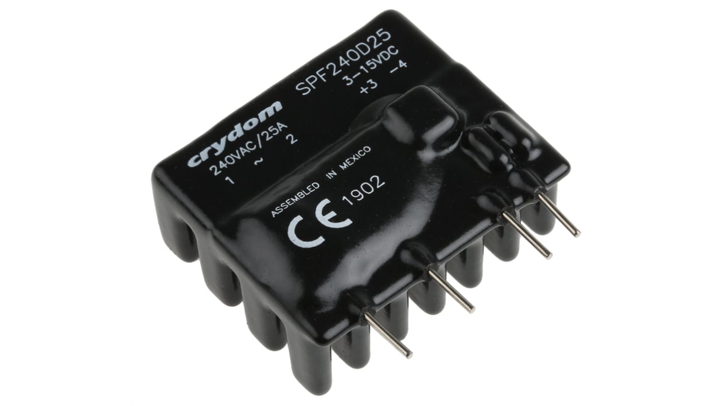Sensata Crydom DRA1 Series Solid State Relay, 25 A rms Load, PCB Mount, 280 V rms Load, 15 V Control