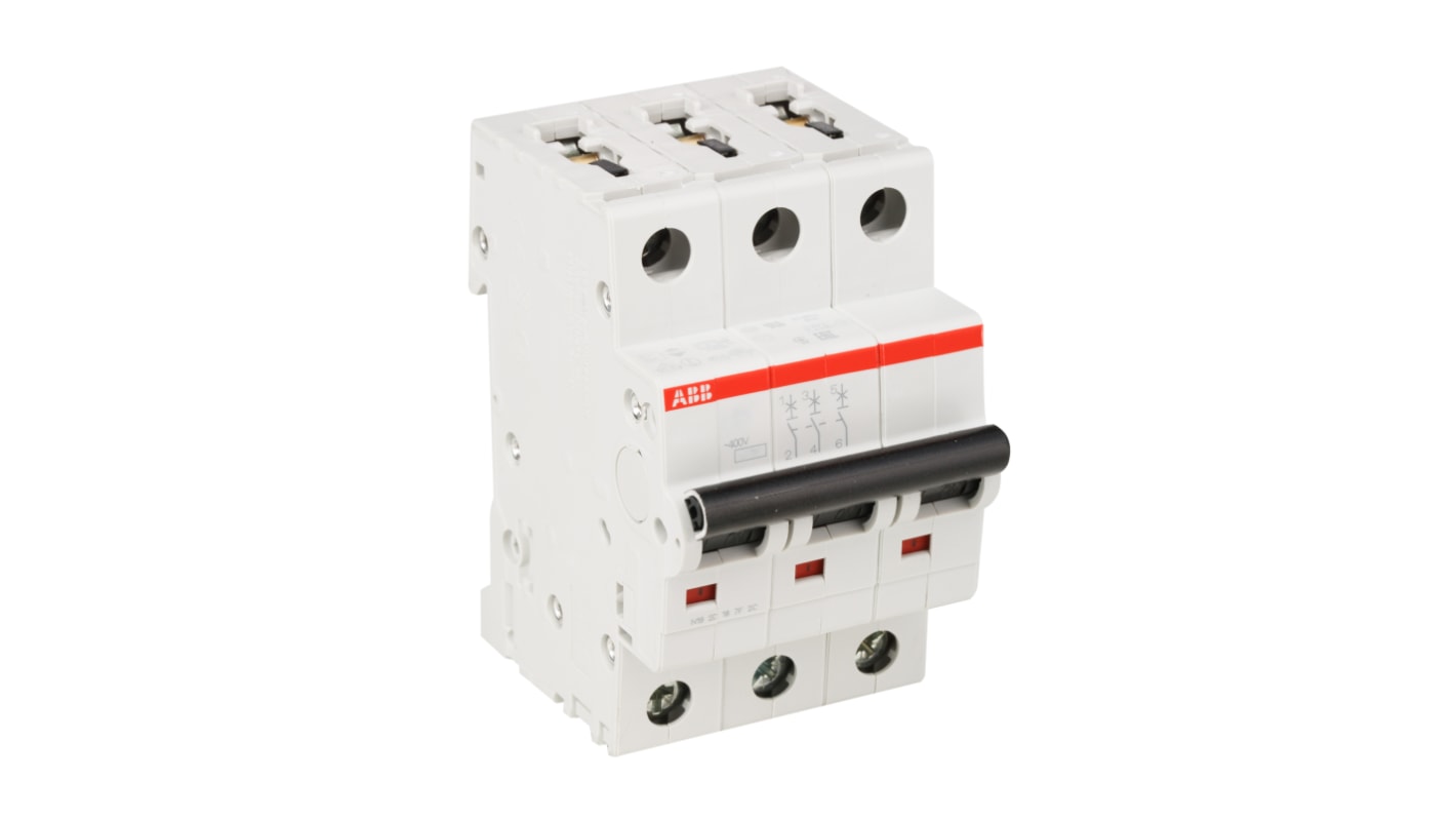 ABB C型MCB, 3极, 10 kA分断, 20A, 440VAC, S200M系列 S203M-C20