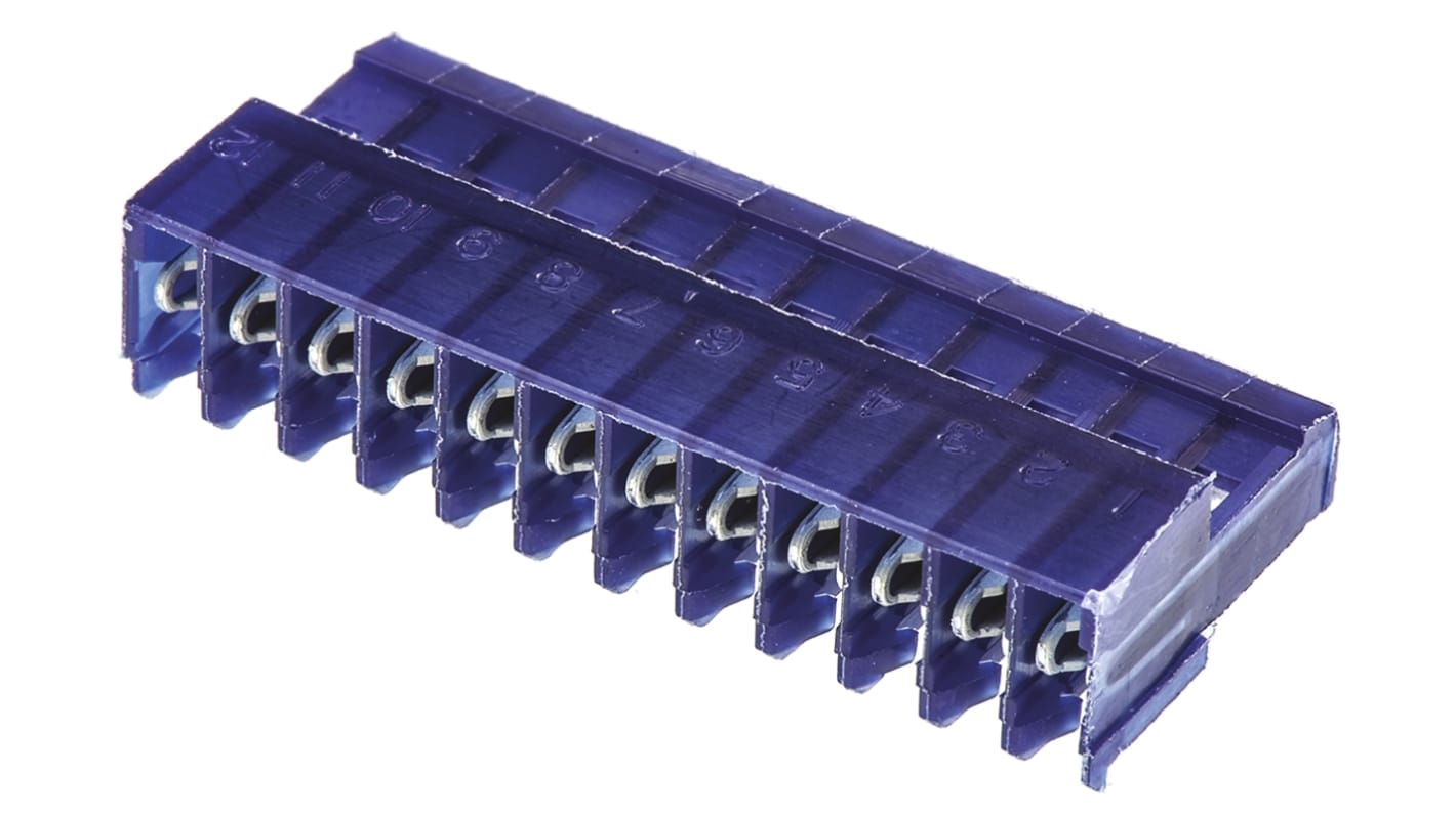 TE Connectivity IDC连接器, 母座, 12p, 2.54mm间距, 电缆安装, IDC端接, 直角, MTA-100系列