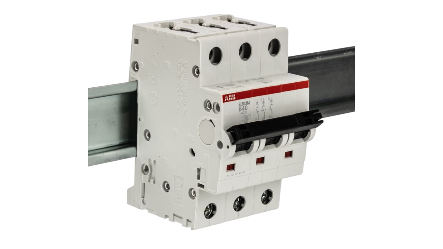 ABB System Pro M Compact S200M MCB, 3P, 40A Curve B, 440V AC, 10 kA Breaking Capacity