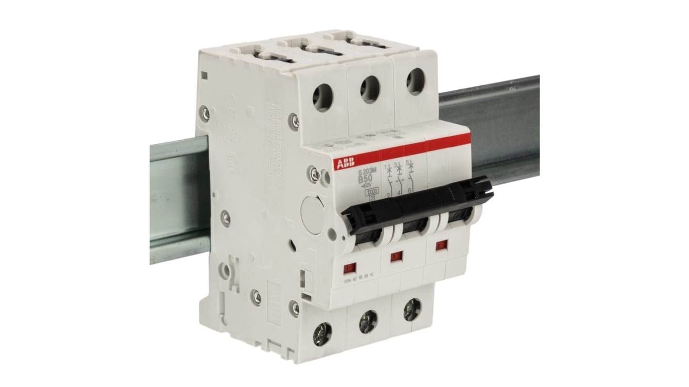 ABB System Pro M Compact S200M MCB, 3P, 50A Curve B, 440V AC, 10 kA Breaking Capacity