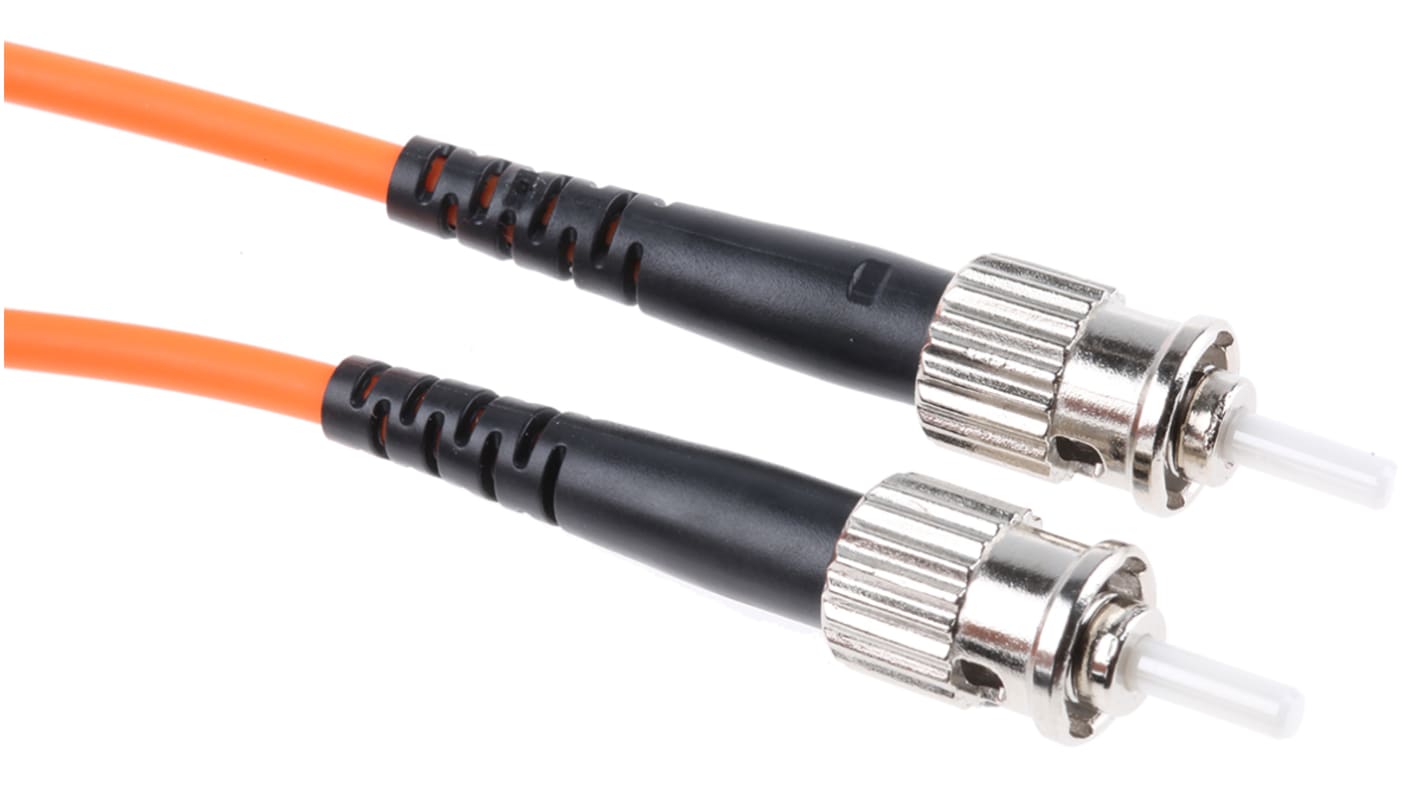 RS PRO ST to ST Simplex Multi Mode OM2 Fibre Optic Cable, 50/125μm, Orange, 1m