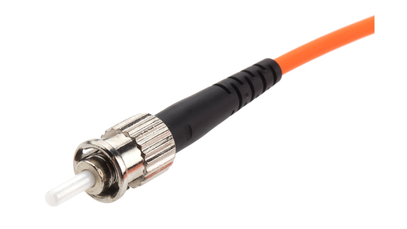RS PRO ST to ST Duplex Multi Mode OM2 Fibre Optic Cable, 50/125μm, Orange, 2m