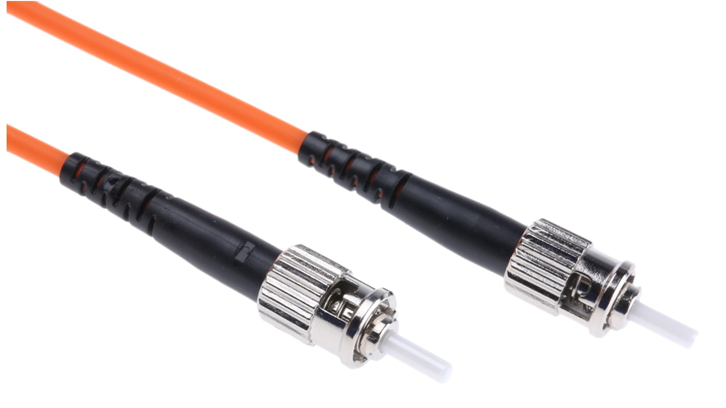Cable de fibra óptica RS PRO OM1, con A: ST, con B: ST, long. 2m, funda de , funda libre de halógenos y bajo nivel de