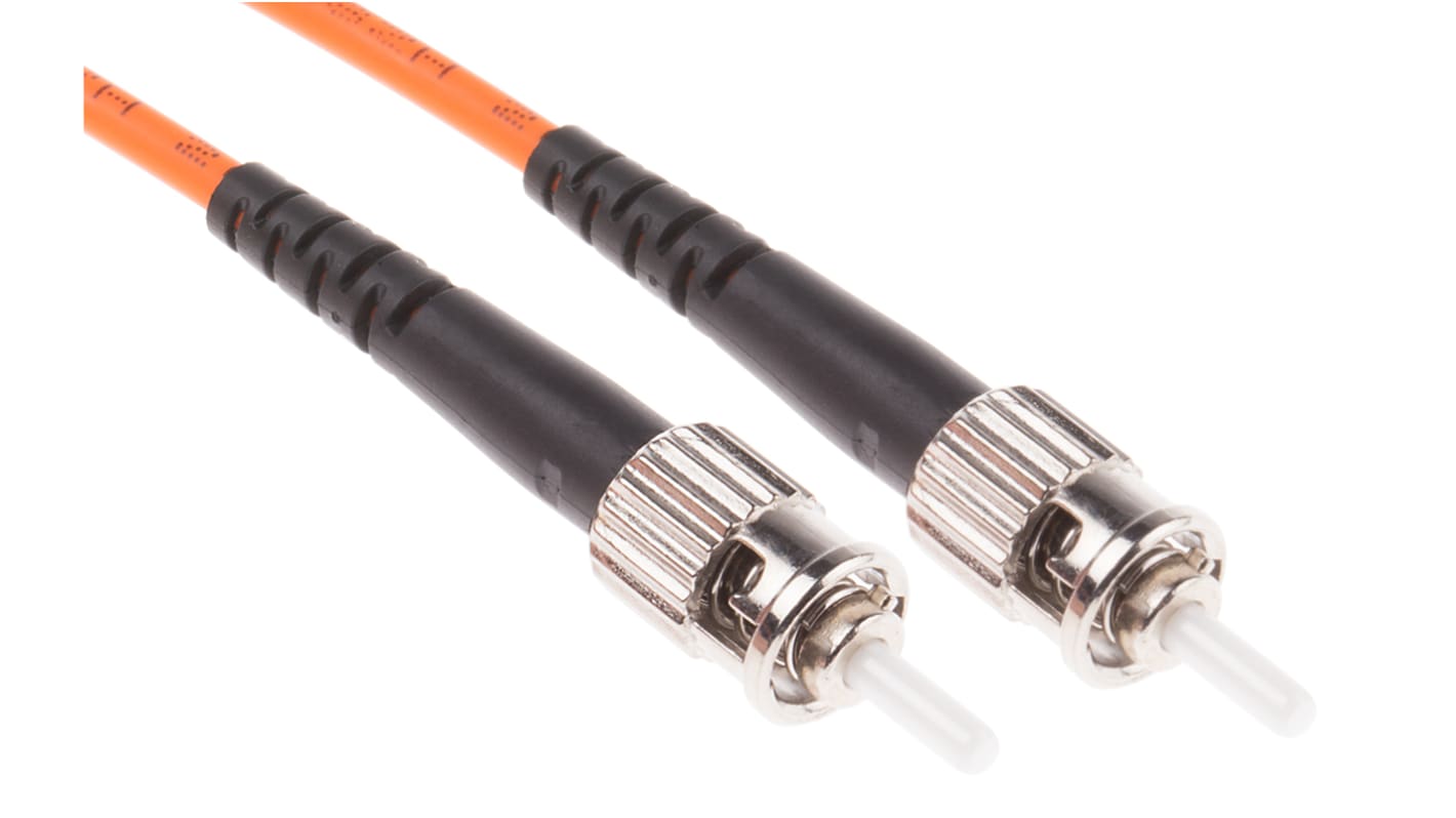 RS PRO ST to ST Simplex Multi Mode OM1 Fibre Optic Cable, 62.5/125μm, Orange, 3m