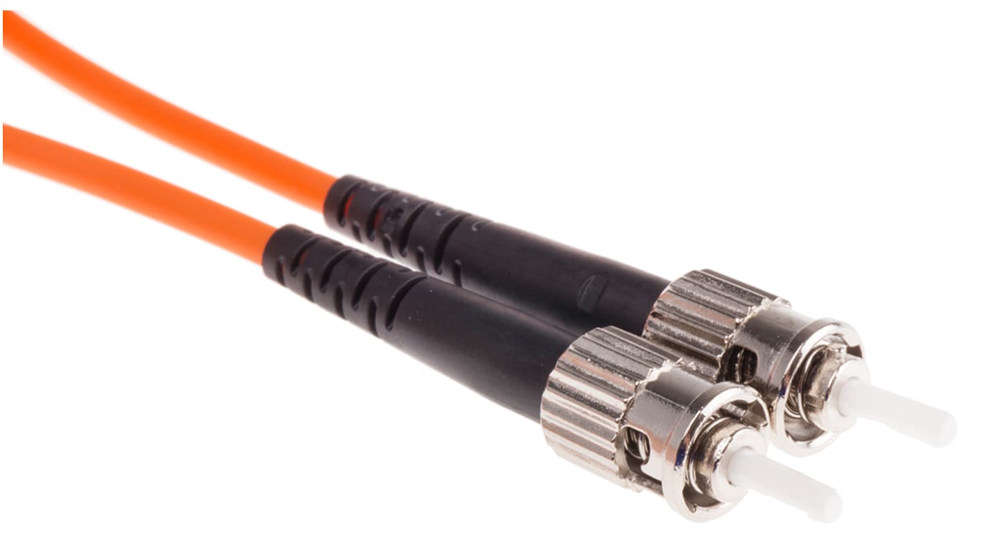 RS PRO ST to ST Simplex Multi Mode OM1 Fibre Optic Cable, 62.5/125μm, Orange, 5m