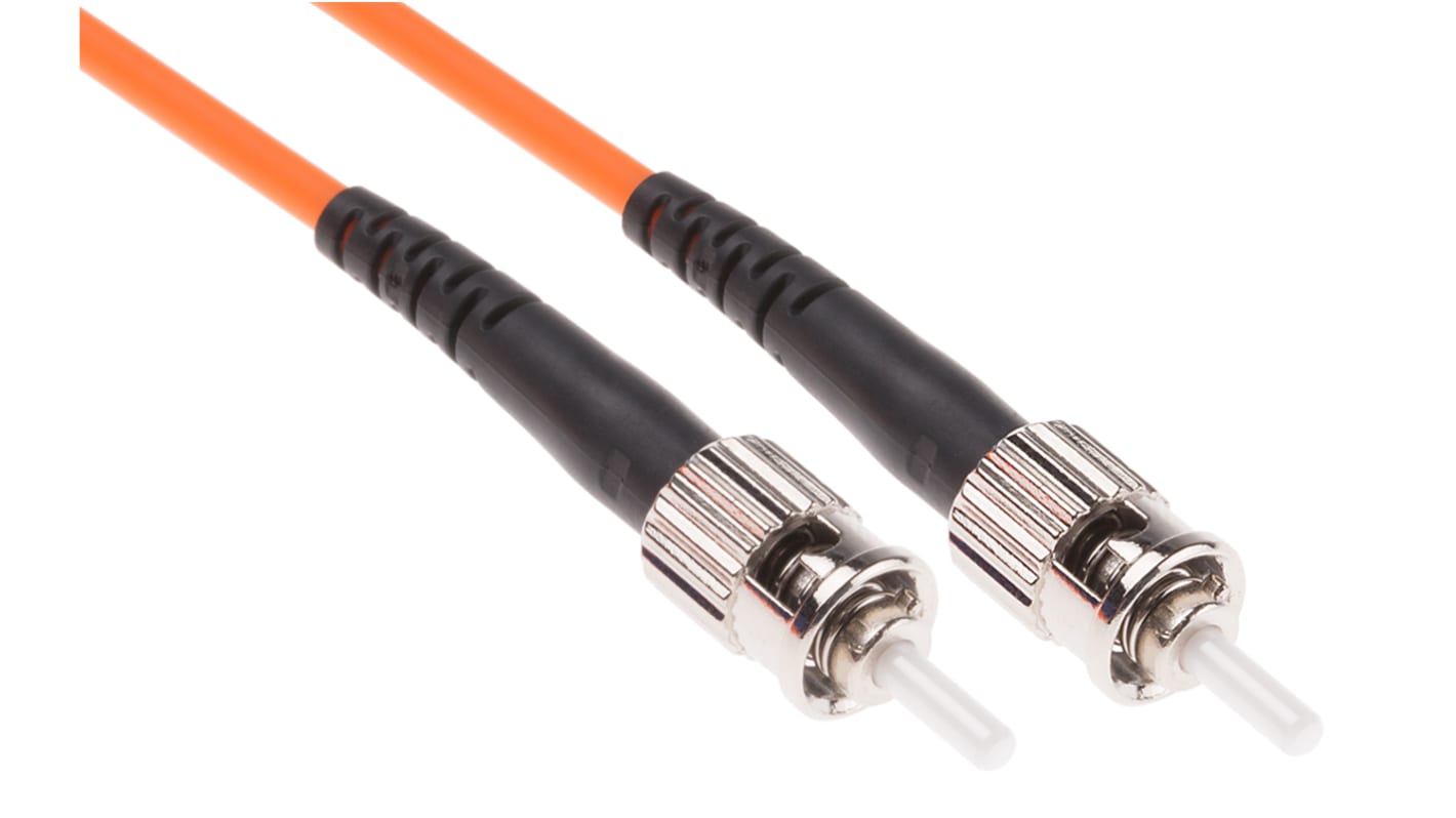 RS PRO ST to ST Simplex Multi Mode OM1 Fibre Optic Cable, 62.5/125μm, Orange, 10m