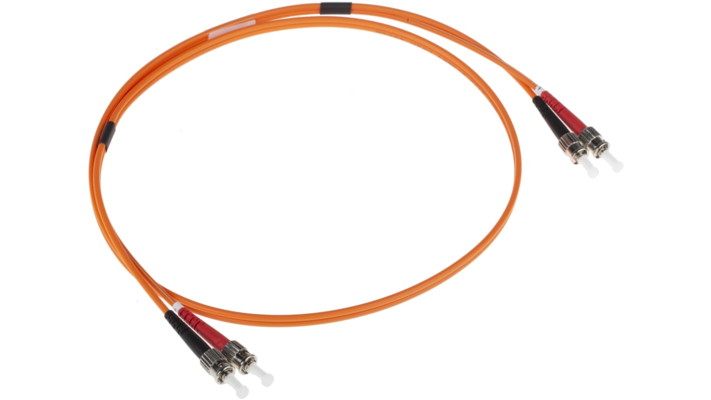Cable de fibra óptica RS PRO OM1, con A: ST, con B: ST, long. 1m, funda de , funda libre de halógenos y bajo nivel de