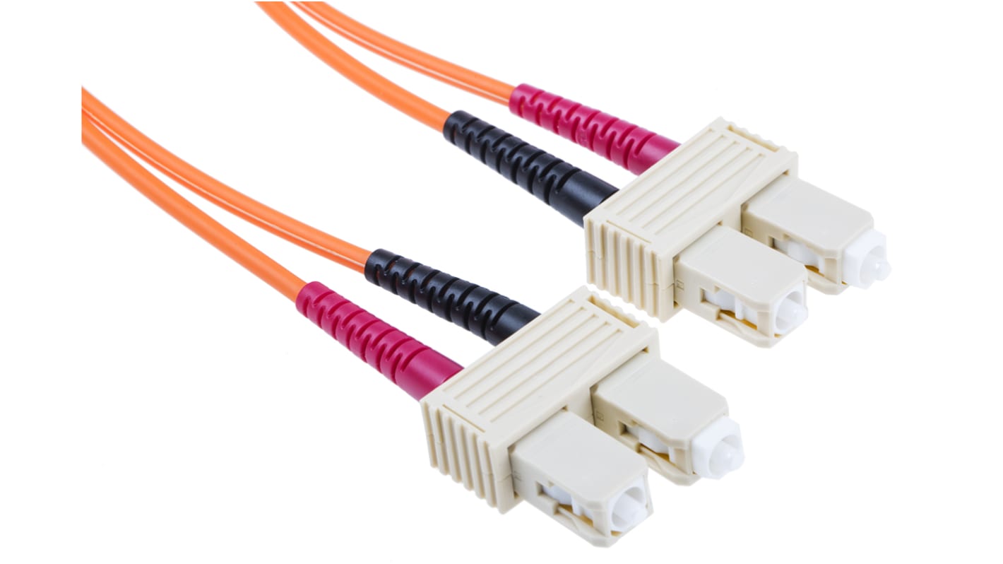 Cable de fibra óptica RS PRO OM1, con A: SC, con B: SC, long. 3m, funda de , funda libre de halógenos y bajo nivel de