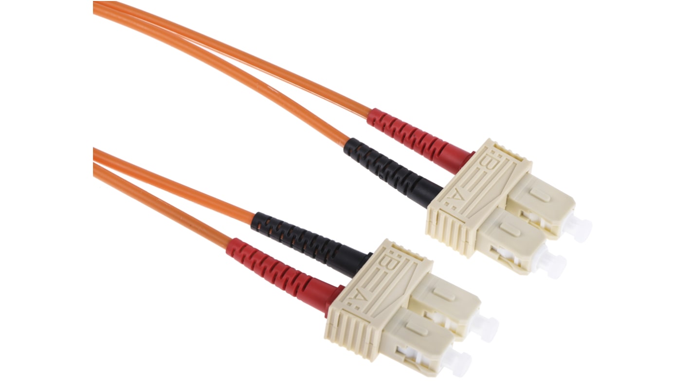 Cable de fibra óptica RS PRO OM1, con A: SC, con B: SC, long. 5m, funda de , funda libre de halógenos y bajo nivel de
