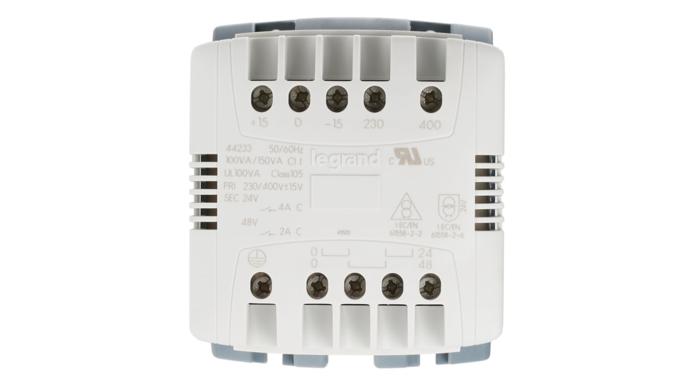 Legrand 100VA DIN Rail Transformer, 230V ac, 400V ac Primary, 24V ac Secondary