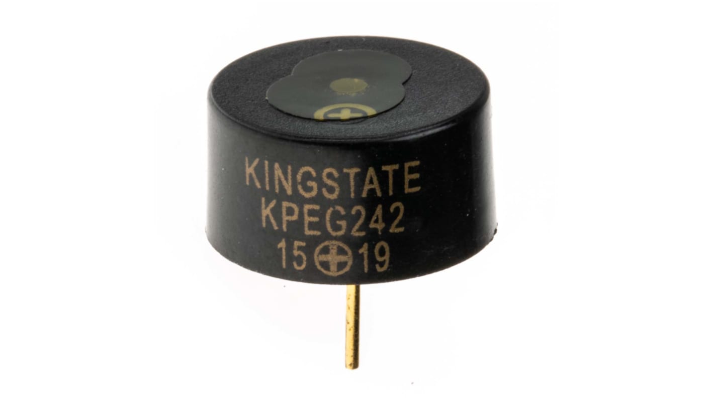 RS PRO 70dB Through Hole Continuous Internal Piezo Buzzer, 13.7 (Dia.) x 7.6mm, 3V dc Min, 20V dc Max
