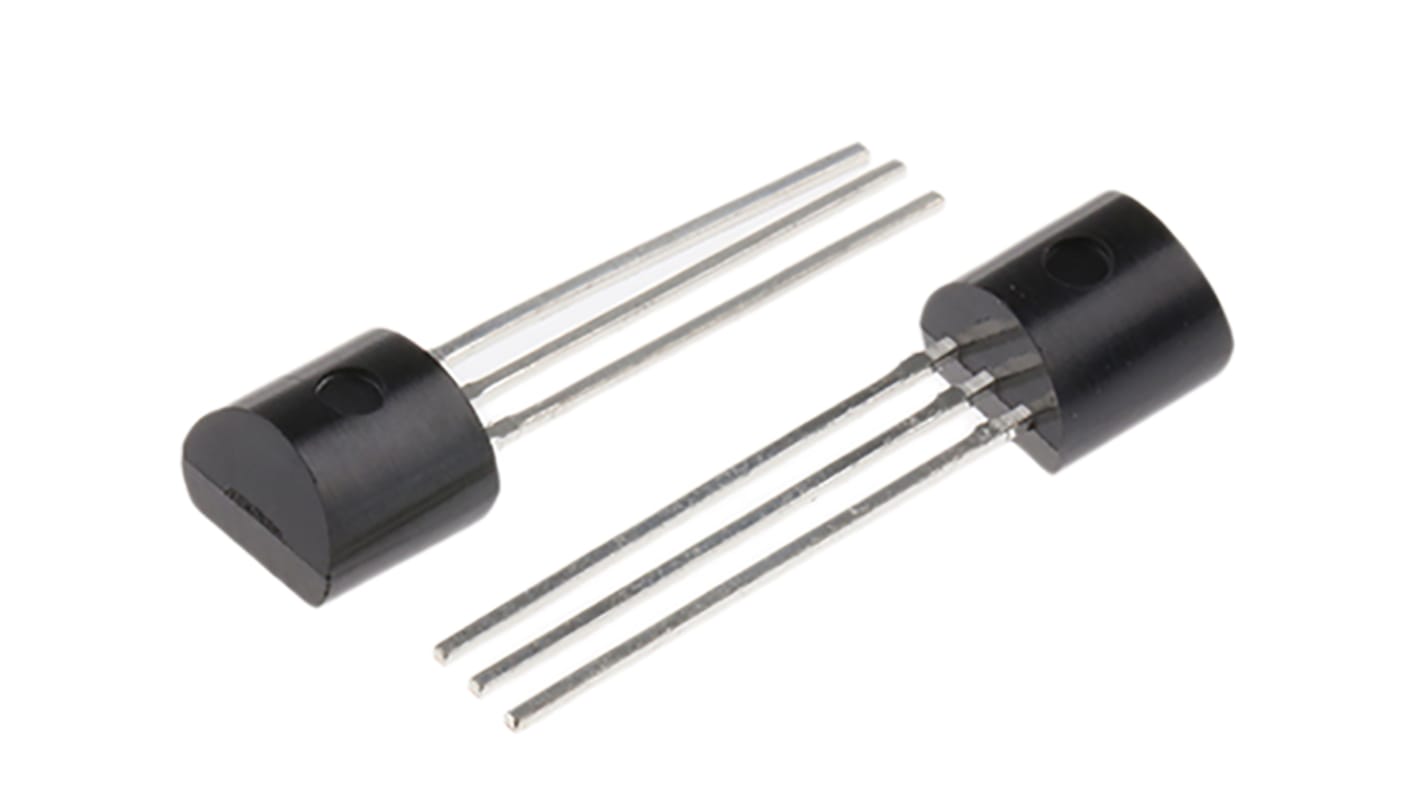 Texas Instruments 温度传感器芯片, ±3.8°C精度, 模拟接口, 3针, 电压输出, 通孔安装, 最高+130 °C, TO-92