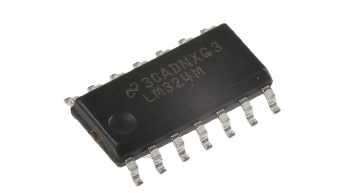 LM324M/NOPB Texas Instruments, Precision, Op Amp, 1MHz, 5 → 28 V, 14-Pin SOIC