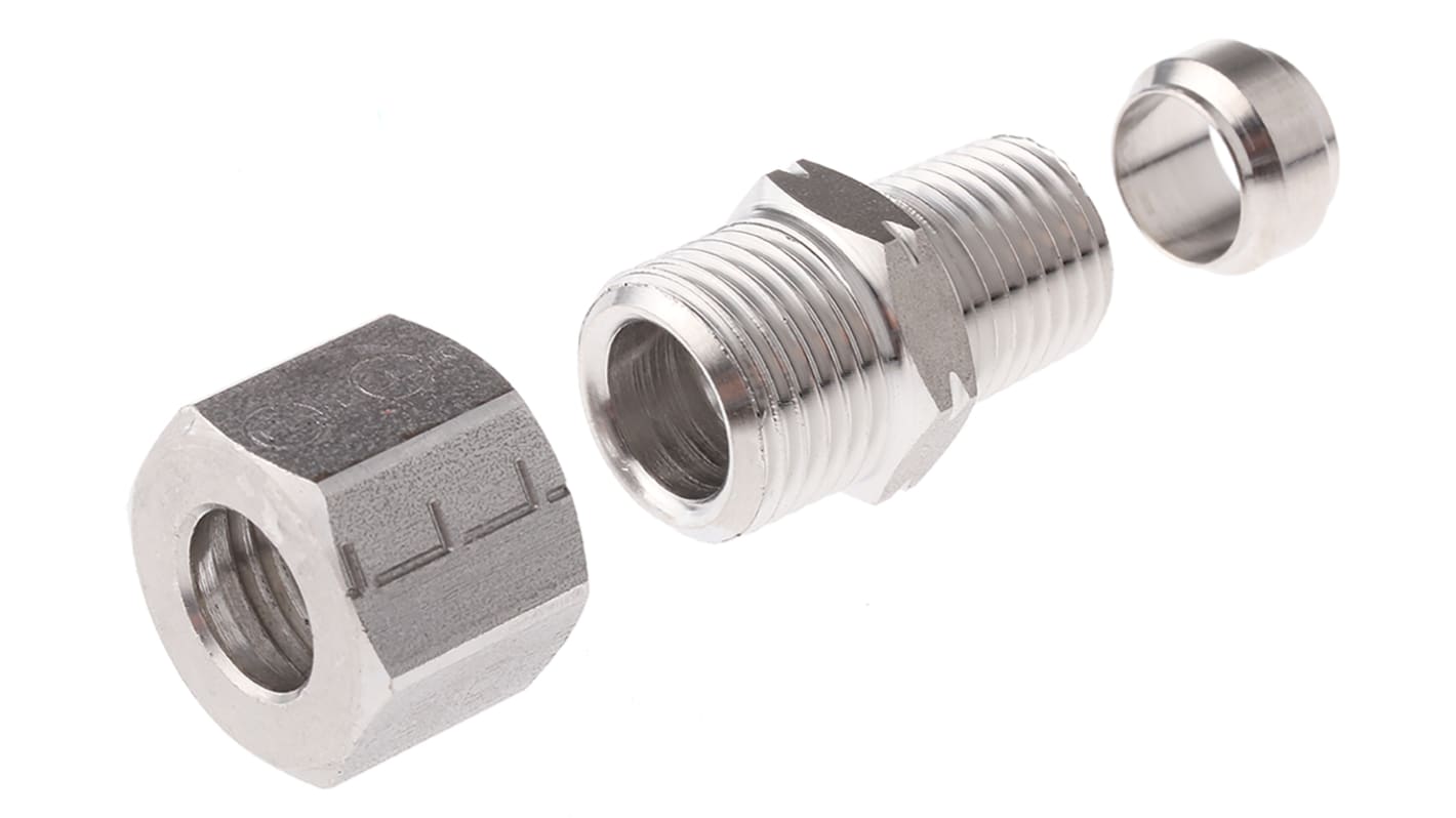 Legris LF3000 Series Straight Threaded Adaptor, NPT 1/4 Male to Push In 10 mm, Threaded-to-Tube Connection Style