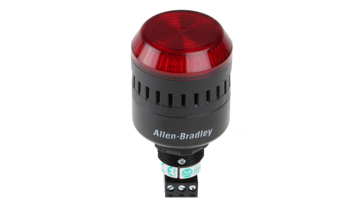 Allen Bradley 声光报警器, 240V（交流）电源, 1米外98dB, 最大98dB, IP65, 红色灯罩, 黑色外壳, 855PC系列
