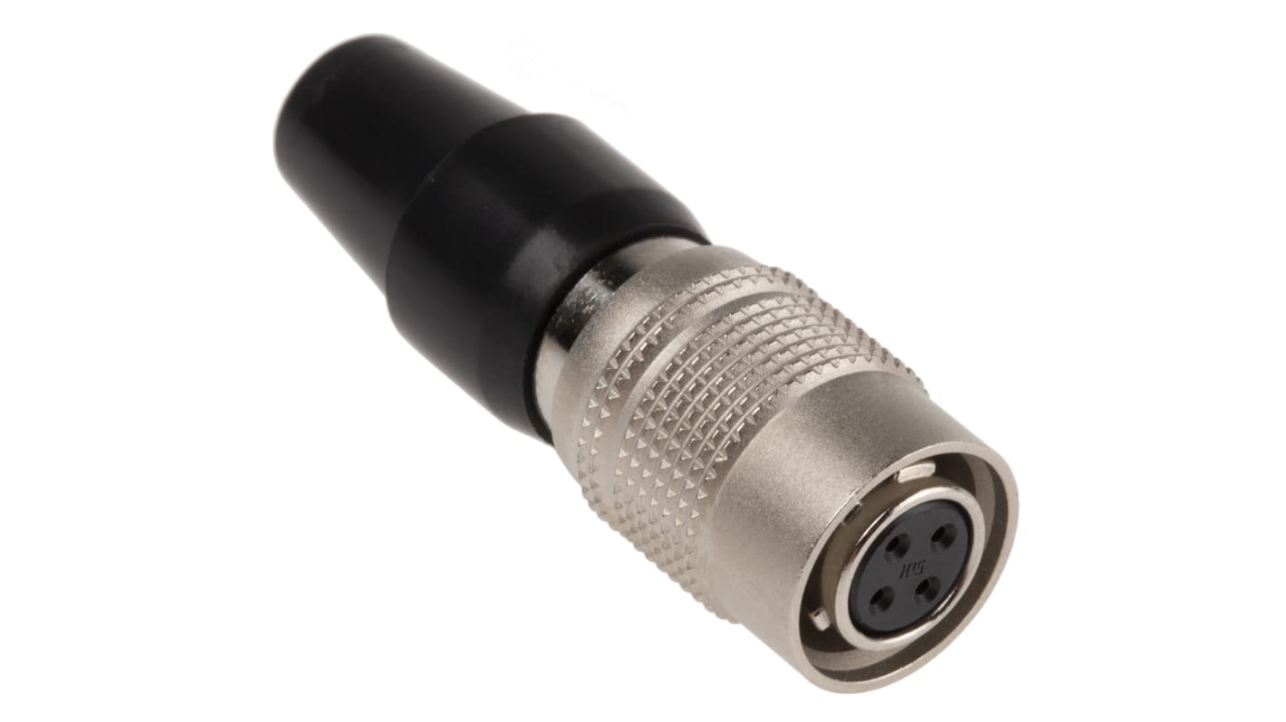 Hirose Circular Connector, 4 Contacts, Cable Mount, Miniature Connector, Plug, Female, HR10 Series