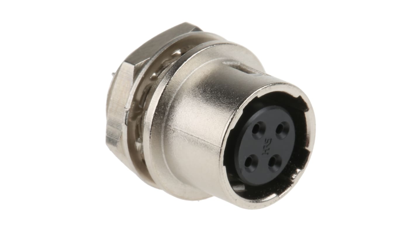 Hirose Circular Connector, 4 Contacts, Panel Mount, Miniature Connector, Socket, Female, HR10 Series