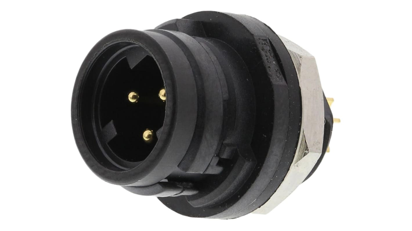 Hirose Circular Connector, 3 Contacts, Panel Mount, Miniature Connector, Male, IP67, IP68, HR30 Series