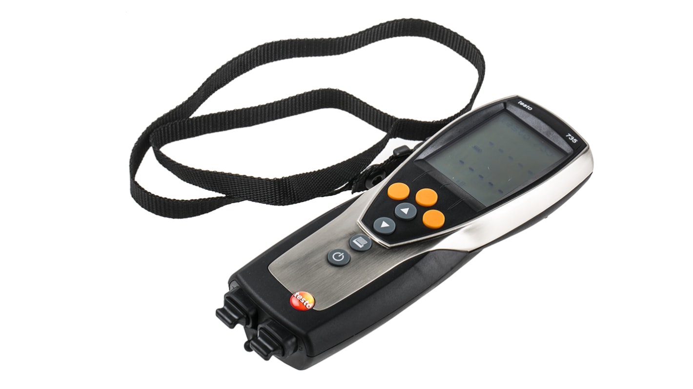 Testo 735-2 Wired Digital Thermometer for Chemical, Cosmetics, Refrigeration Use, PT100 Probe, 3 Input(s), +800°C Max,