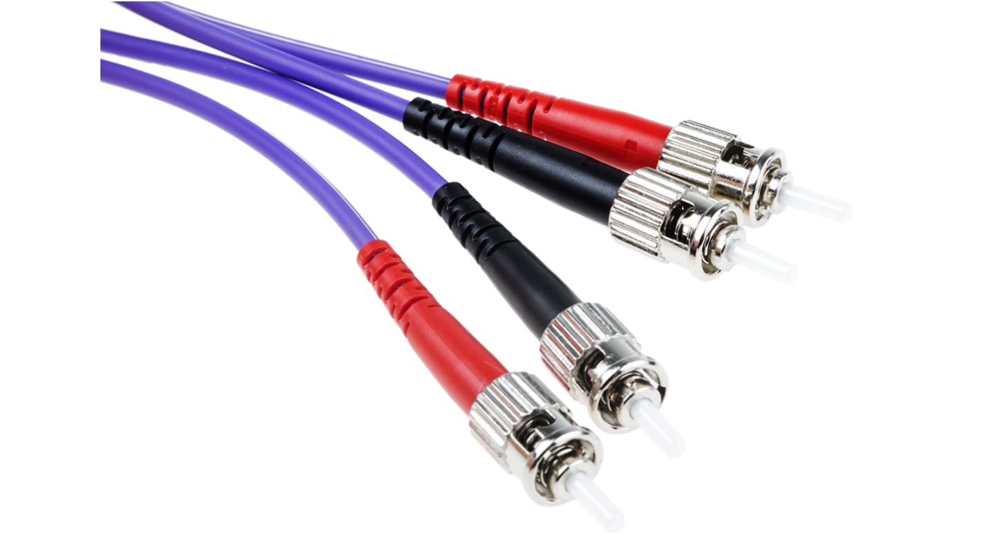 RS PRO SC to LC Duplex Multi Mode OM3 Fibre Optic Cable, 50/125μm, Purple, 3m