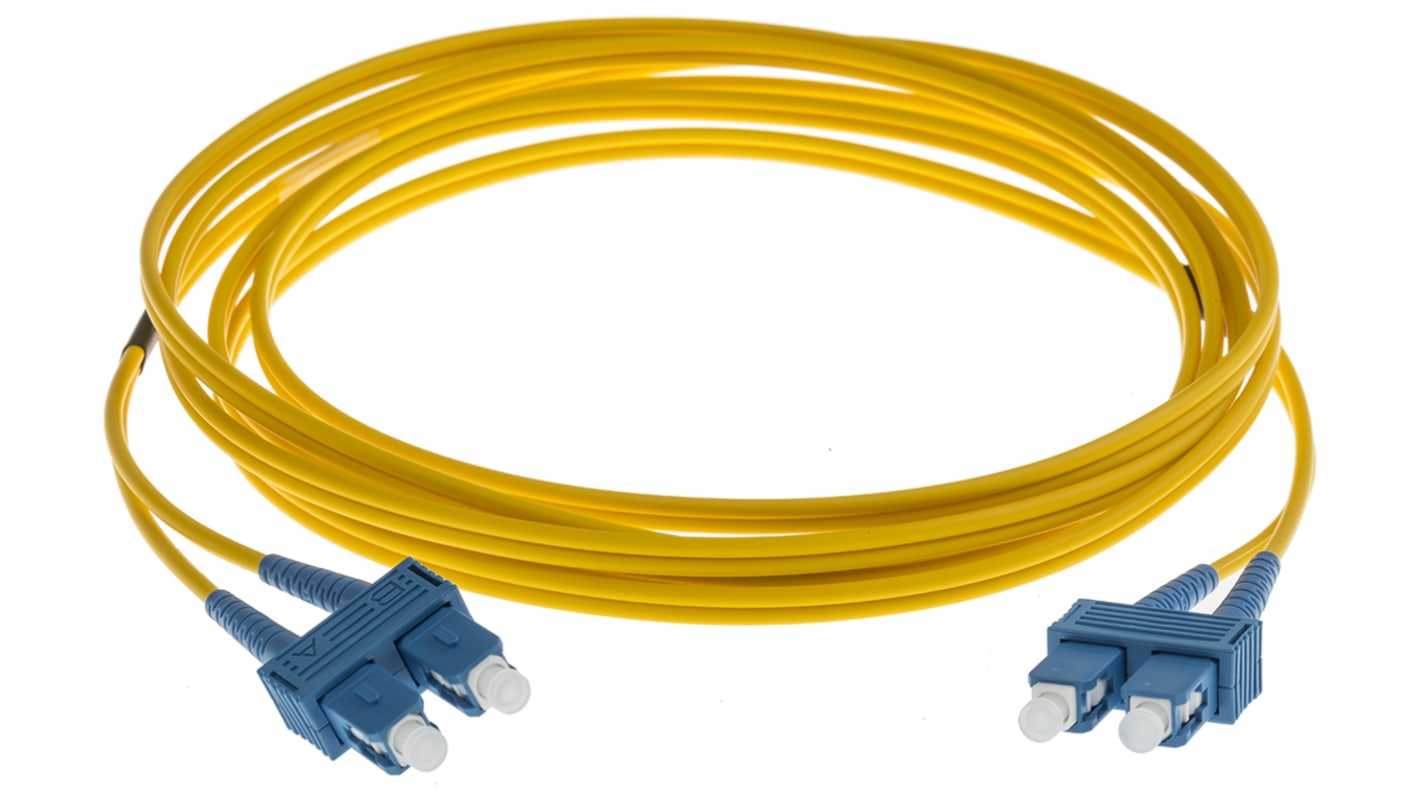 Cable de fibra óptica RS PRO OS1, con A: SC, con B: SC, long. 3m Amarillo, atenuación: 0,3 dB