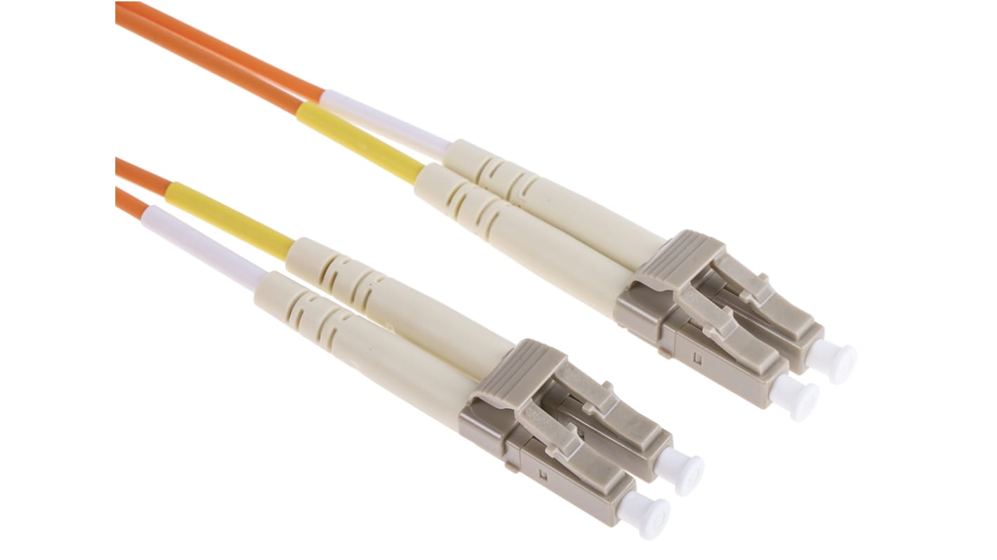 RS PRO LC to LC Duplex Multi Mode OM1 Fibre Optic Cable, 62.5/125μm, Orange, 2m