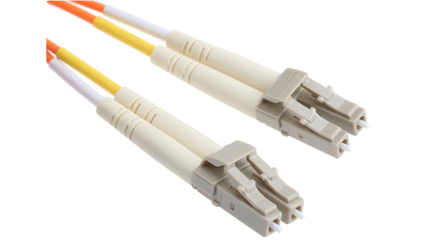 RS PRO LC to LC Duplex Multi Mode OM1 Fibre Optic Cable, 62.5/125μm, Orange, 10m