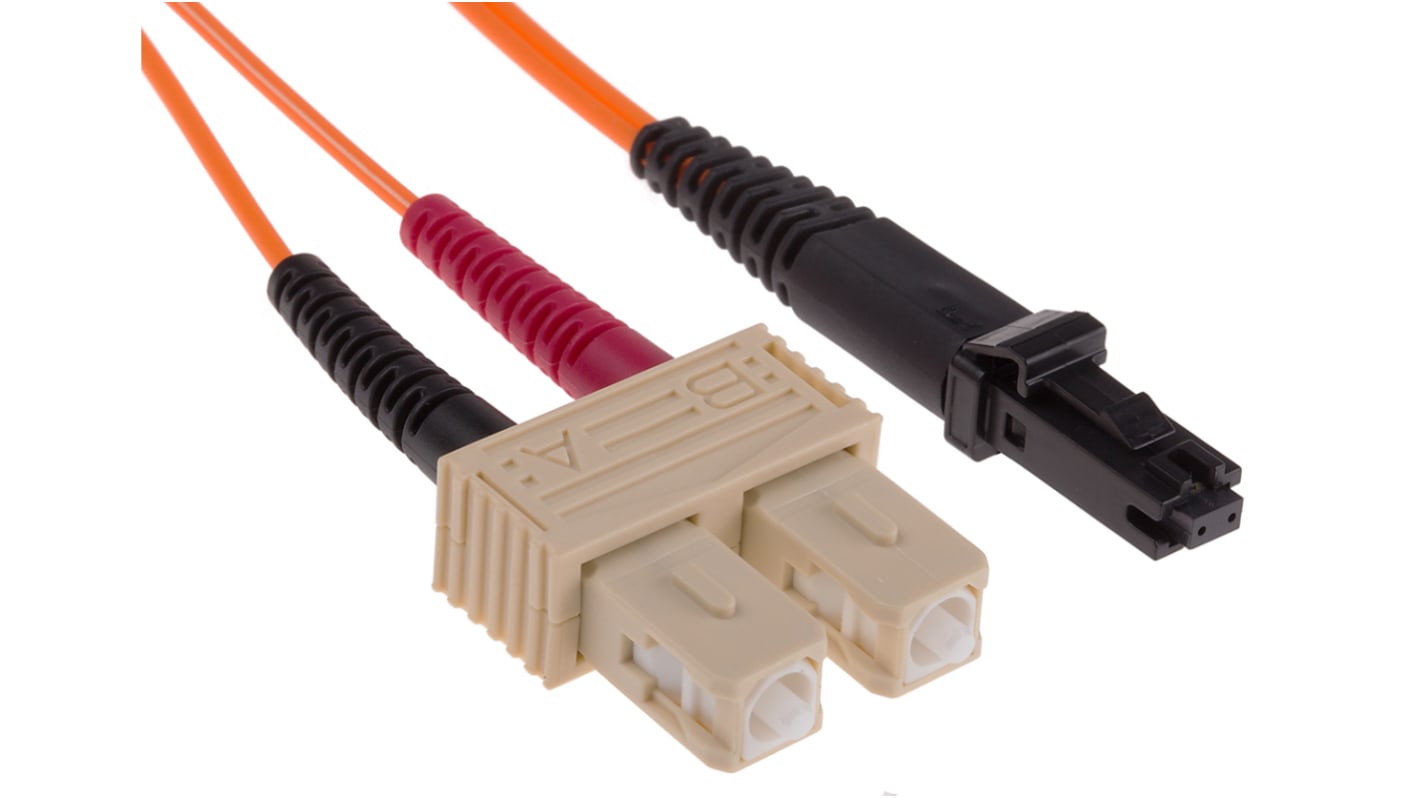Cable de fibra óptica RS PRO OM1, con A: MT-RJ, con B: SC, long. 1m, funda de , funda libre de halógenos y bajo nivel