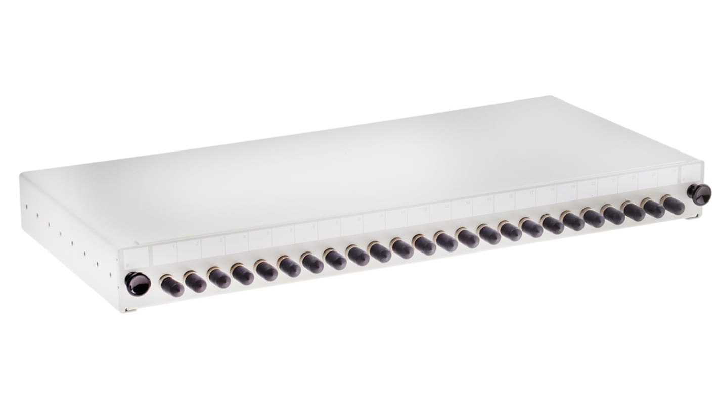 RS PRO 24 Port ST Multimode Simplex Fibre Optic Patch Panel With 24 Ports Populated, 1U
