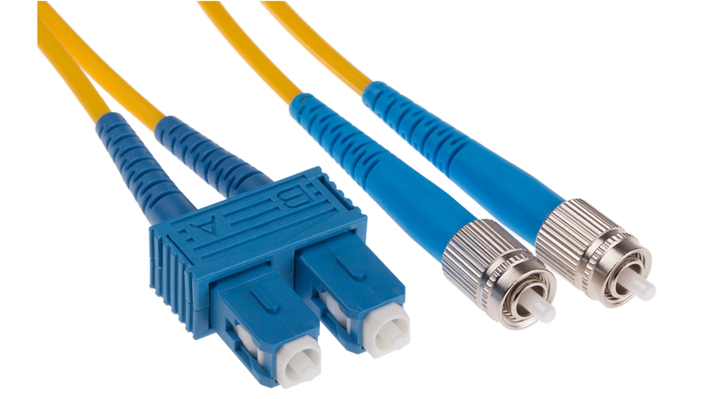 RS PRO FC to SC Simplex Single Mode OS1 Fibre Optic Cable, 9/125μm, Yellow, 5m