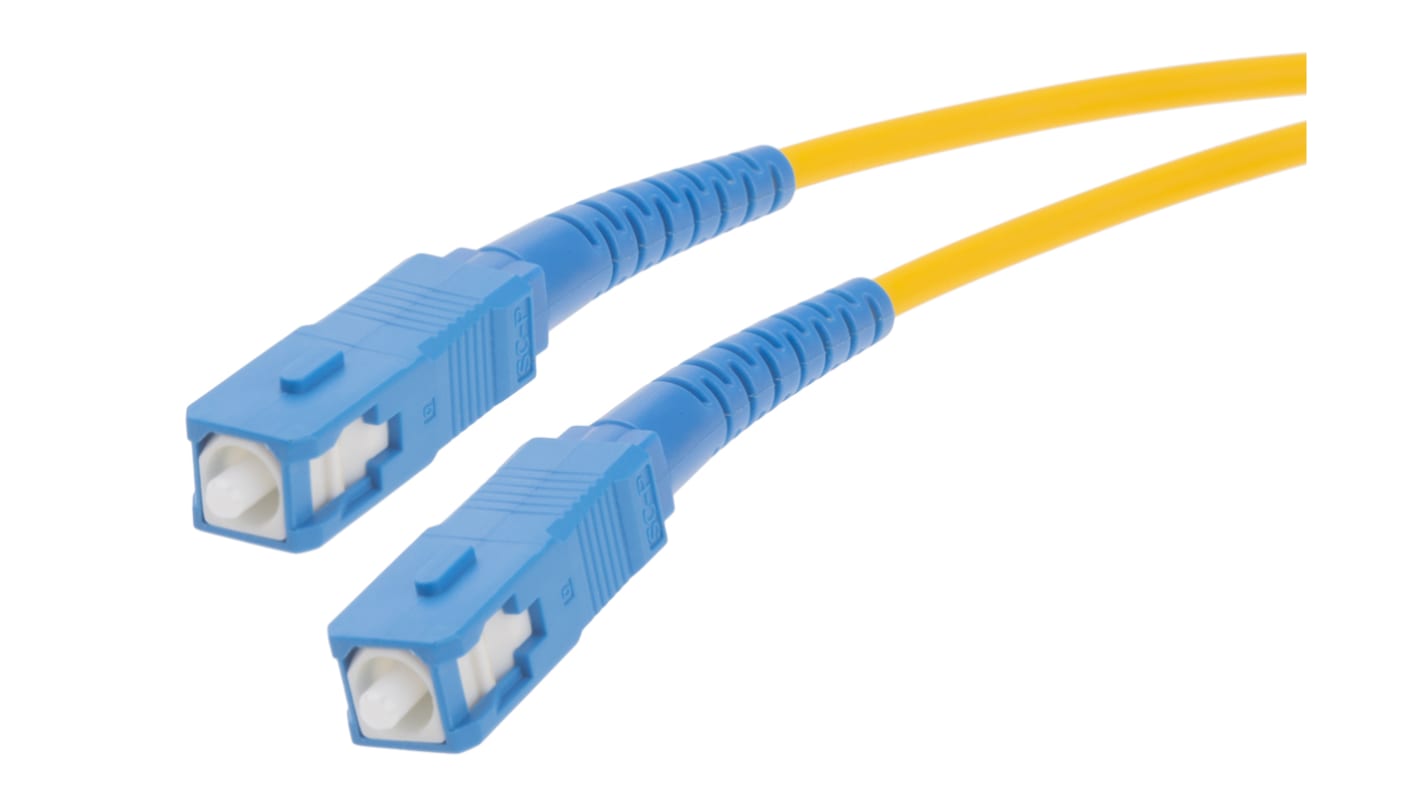 Cable de fibra óptica RS PRO OS1, con A: SC, con B: SC, long. 10m, funda de , funda libre de halógenos y bajo nivel de