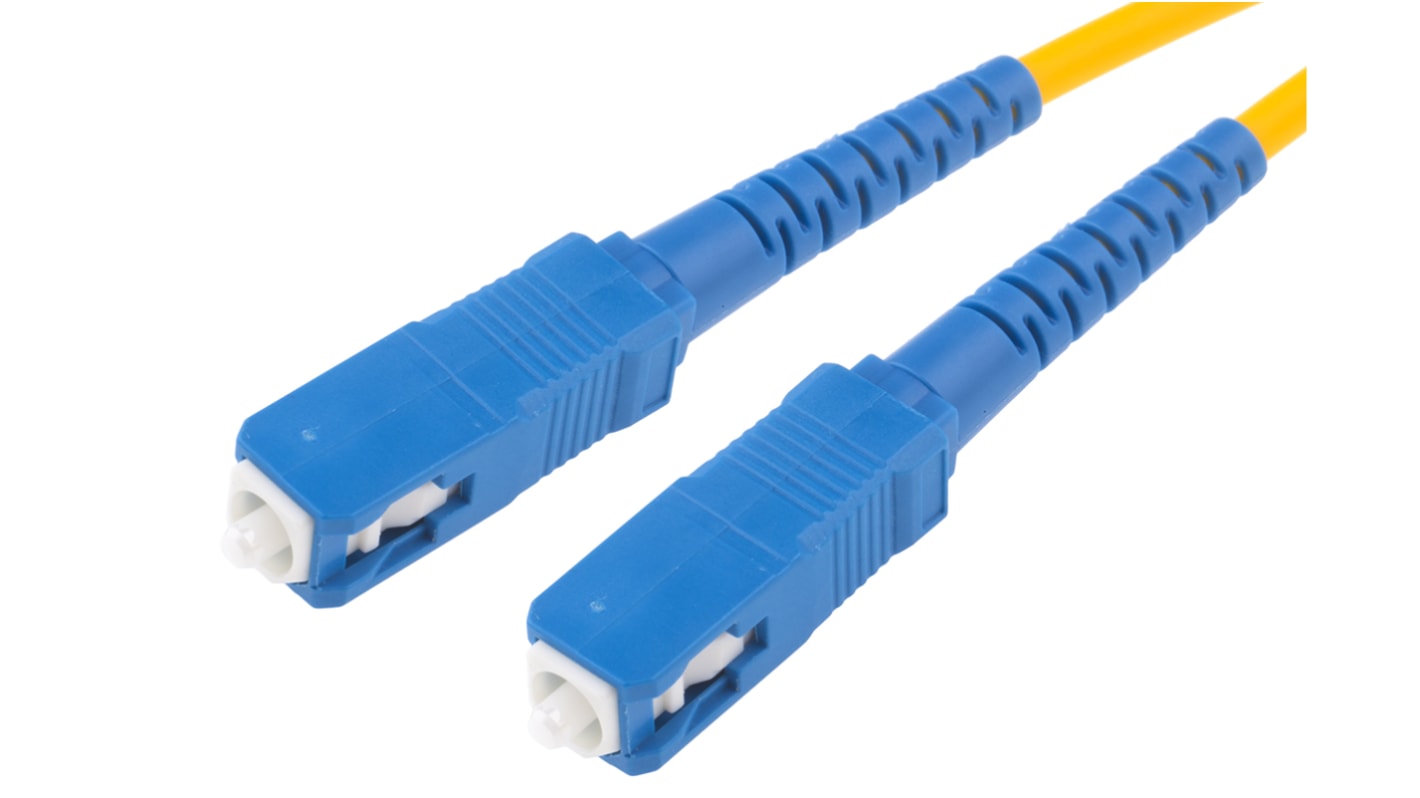 RS PRO SC to ST Duplex Single Mode OS1 Fibre Optic Cable, 9/125μm, Yellow, 3m