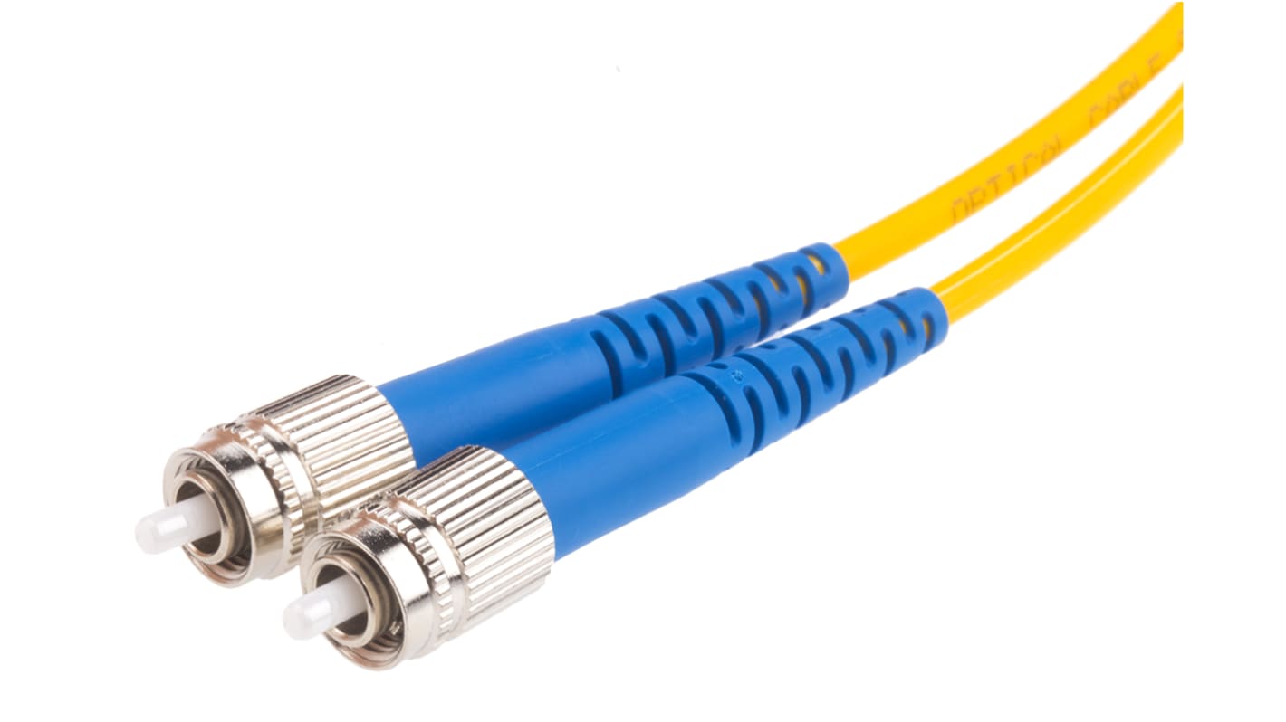 RS PRO FC to SC Duplex Single Mode OS1 Fibre Optic Cable, 9/125μm, Yellow, 1m