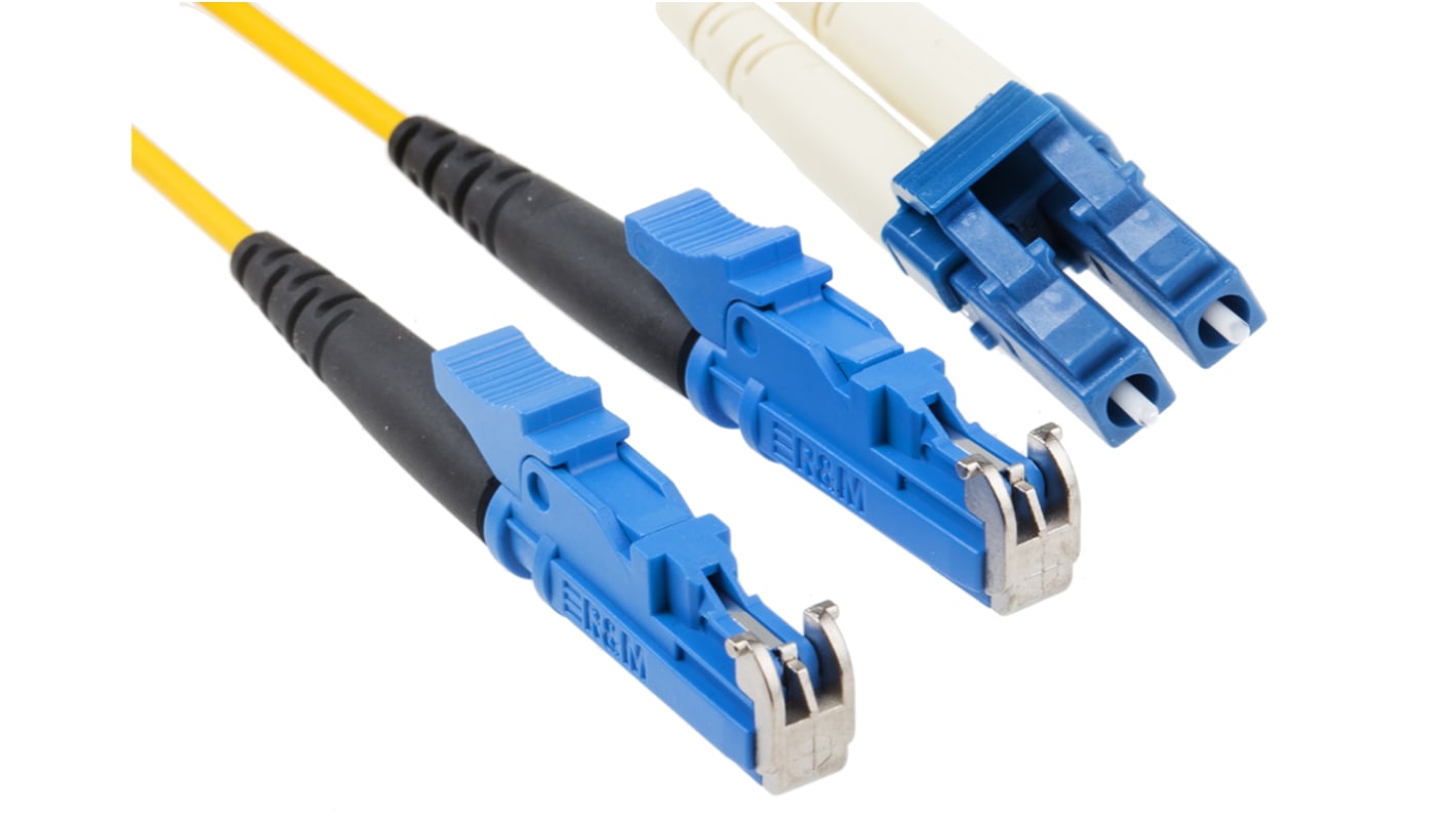 RS PRO E-2000 to LC Duplex Single Mode OS1 Fibre Optic Cable, 9/125μm, Yellow, 2m