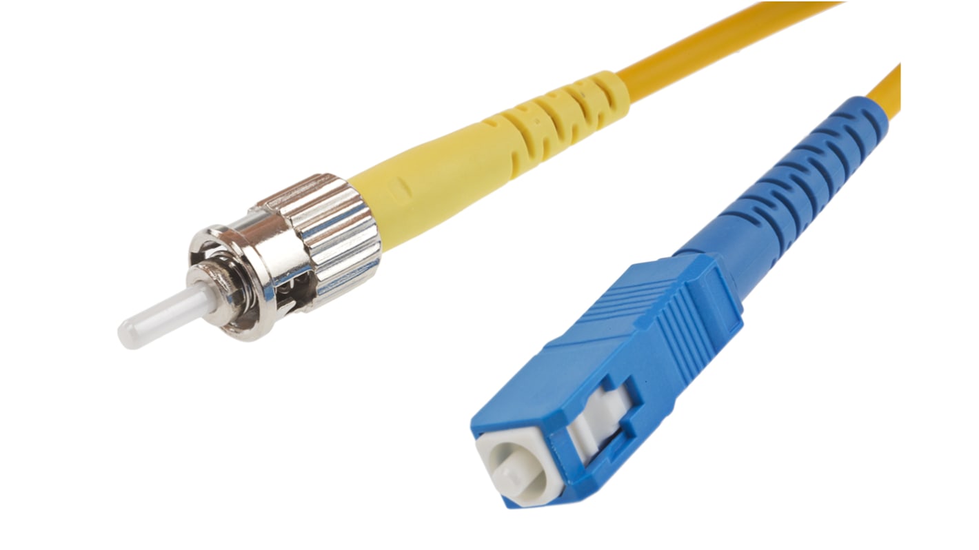 RS PRO SC to ST Simplex Single Mode OS1 Fibre Optic Cable, 9/125μm, Yellow, 1m