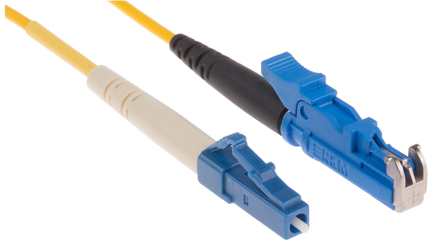 Cable de fibra óptica RS PRO OS1, con A: E-2000, con B: LC, long. 1m, funda de , funda libre de halógenos y bajo nivel