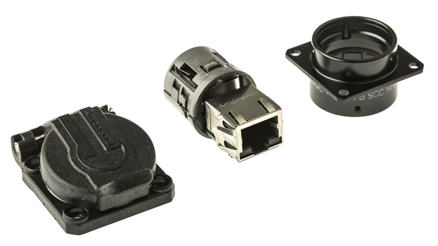 Amphenol Socapex RJF Series Female RJ45 Connector, Panel Mount, Cat5e Straight 1 Port 8 -Way