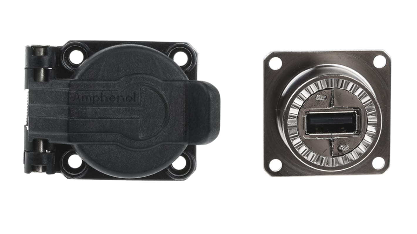 Conector USB Amphenol Socapex USBF 21 N SCC, Hembra, , 1 puerto puertos, Recto IP54, Montaje en Panel, Versión 2.0, 5,0