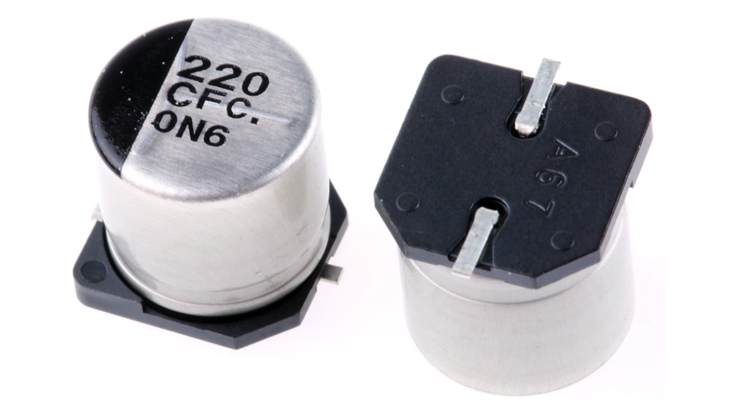 Panasonic 220μF Aluminium Electrolytic Capacitor 16V dc, Surface Mount - EEEFC1C221P