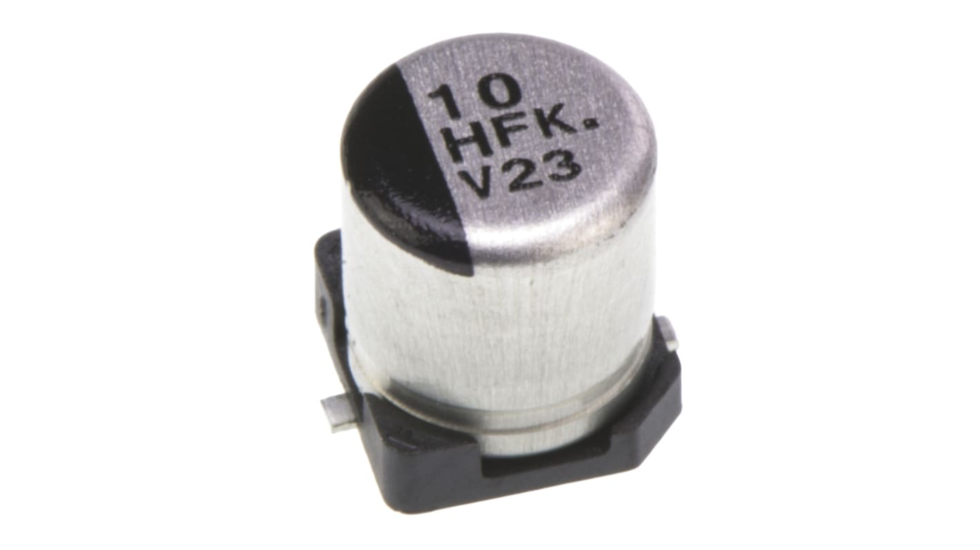 Panasonic 贴片铝电解铝电解电容, 10μF, 50V 直流, 5 (Dia.) x 5.8mm, 最高+105°C, FK系列