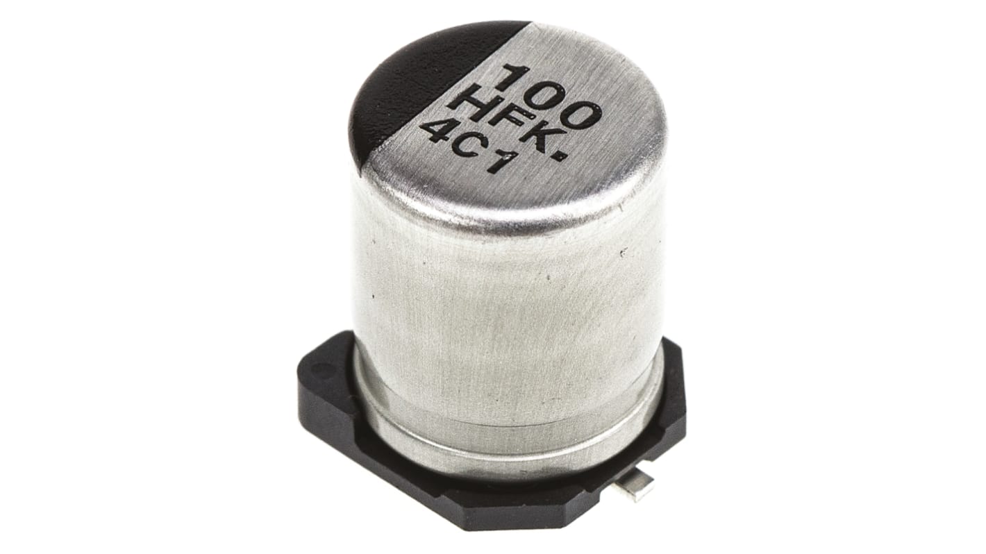 Panasonic FK, SMD Aluminium-Elektrolyt  Alu Kondensator, Elko 100μF ±20% / 50V dc, Ø 8mm x 10.2mm x 10.2mm, bis 105°C