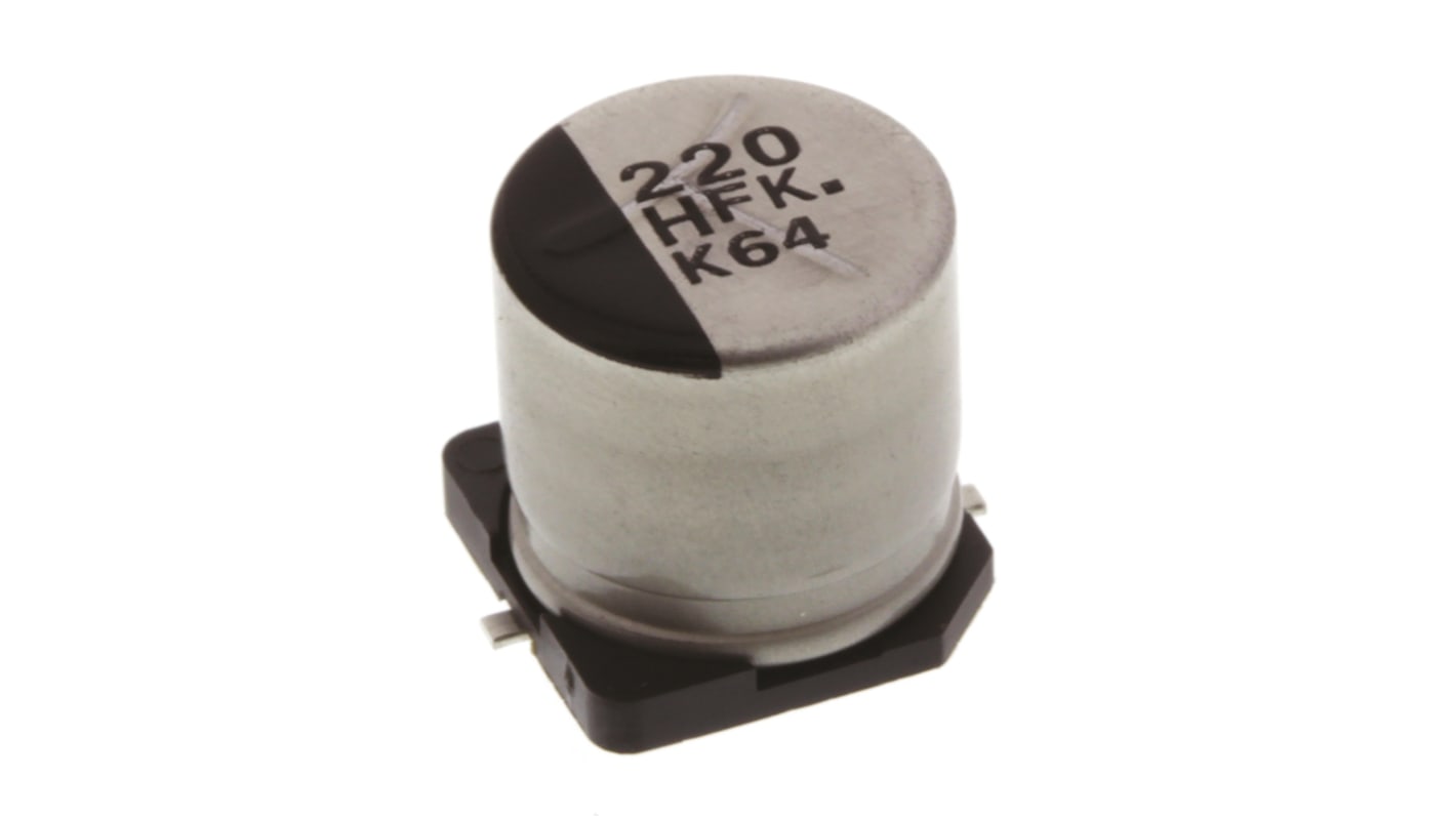 Condensatore elettrolitico Panasonic, serie FK, 220μF, 50V cc, ±20%, +105°C, SMD
