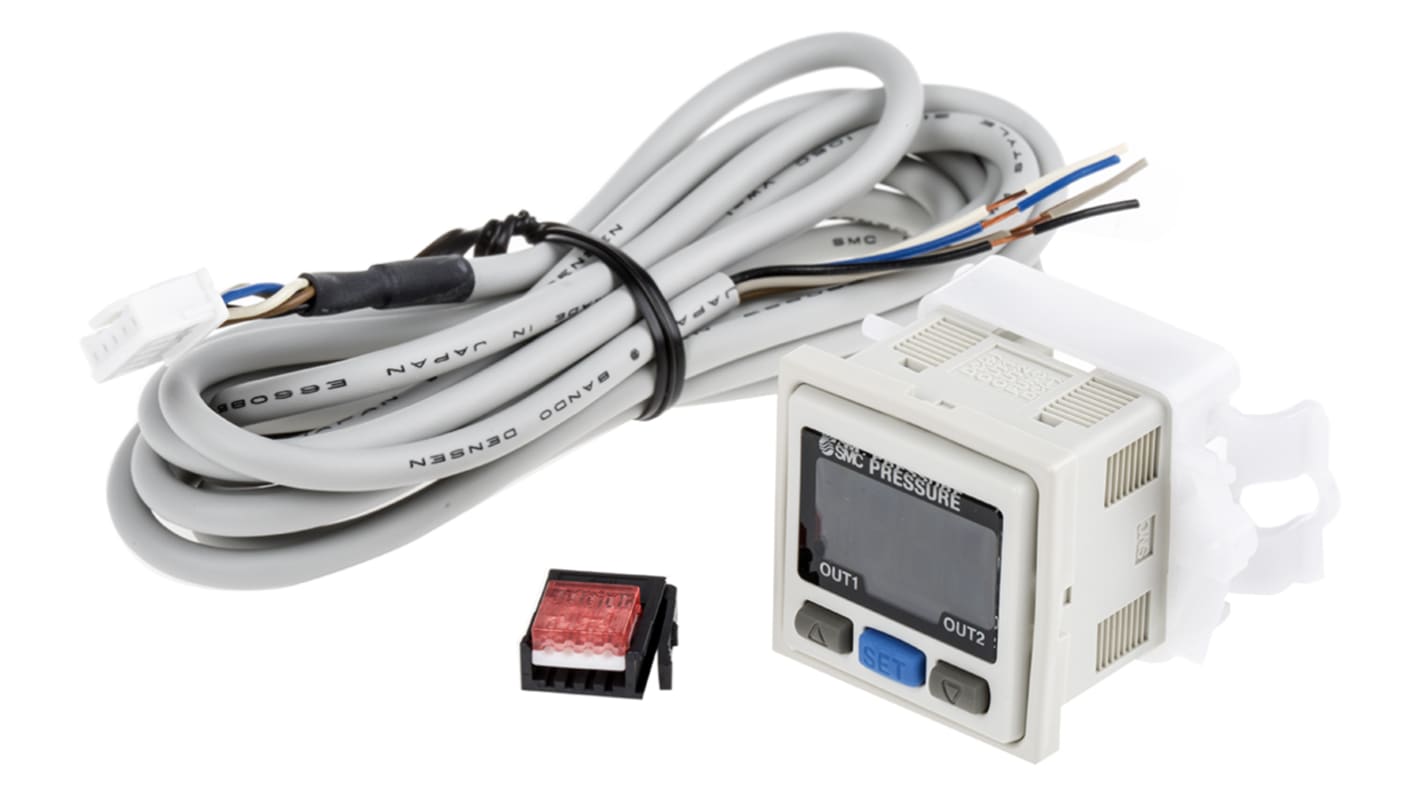 SMC 压力传感器控制器, 12 → 24V 直流电压, 50mA电流, PNP x 2开关输出, 100kPa最大设定差压